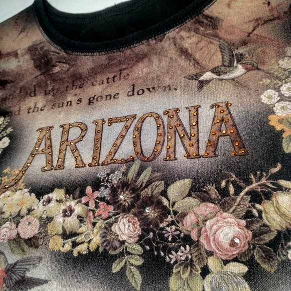 Vintage Y2K Arizona Shirt Medium Grand Canyon Native American Teepee Bling - Picture 6 of 15